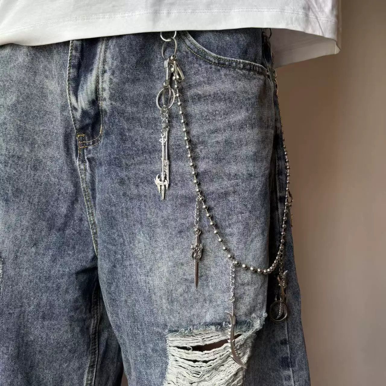 Vintage Retro hip-hop punk style jeans waist chain Size ONE SIZE - 1 Thumbnail