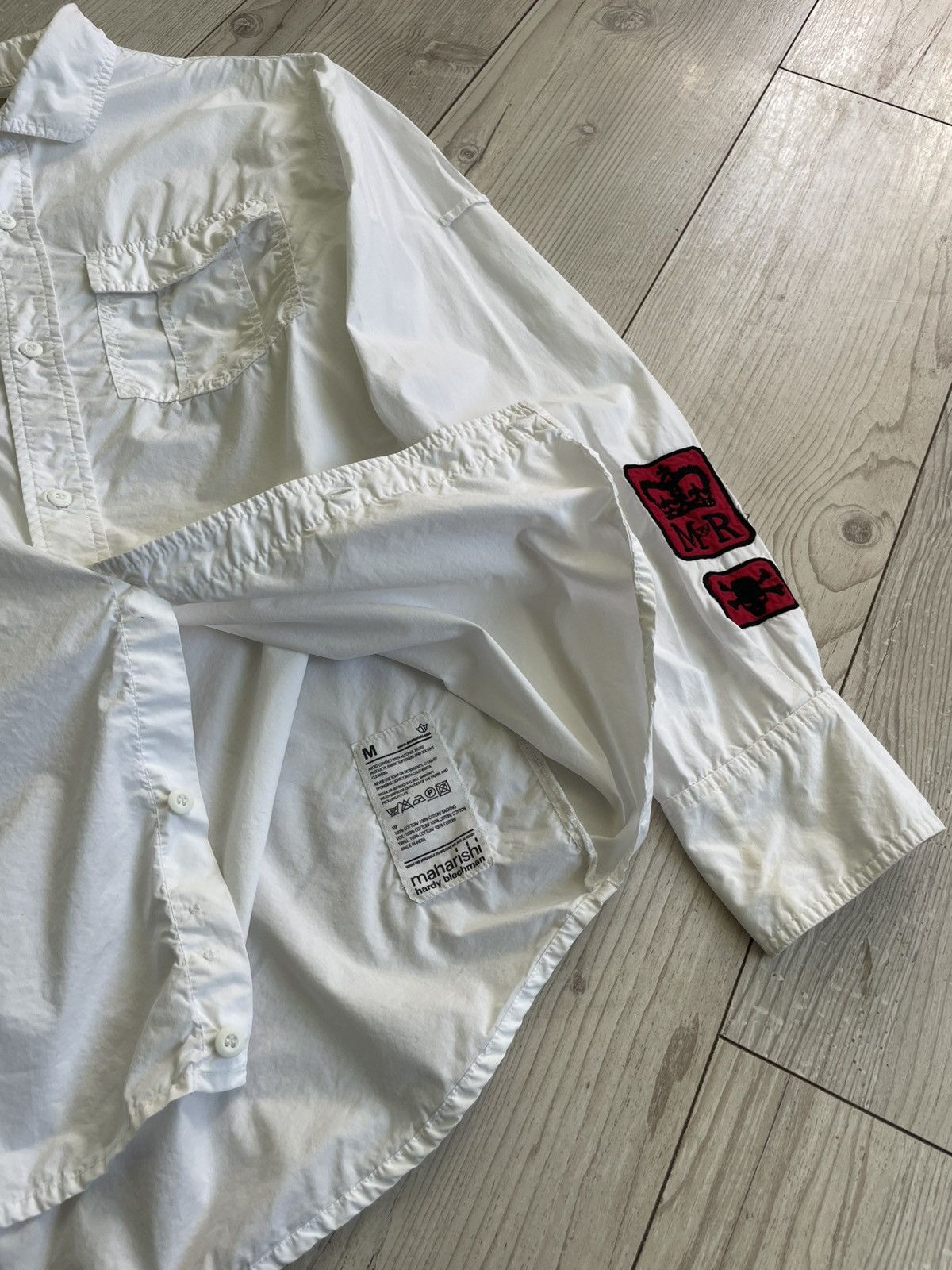 Maharishi Maharishi White Military Shirt w/ Red Dragon Patches Size US M / EU 48-50 / 2 - 11 Thumbnail