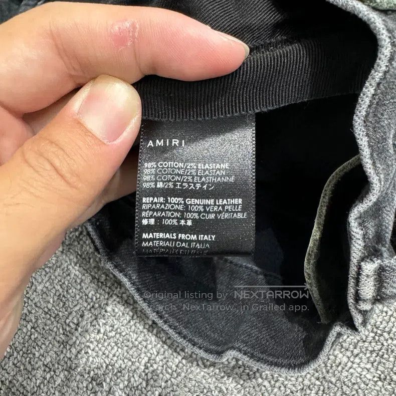 Amiri Amiri Size 29 Black leather patch jeans Size US 29 - 2 Thumbnail