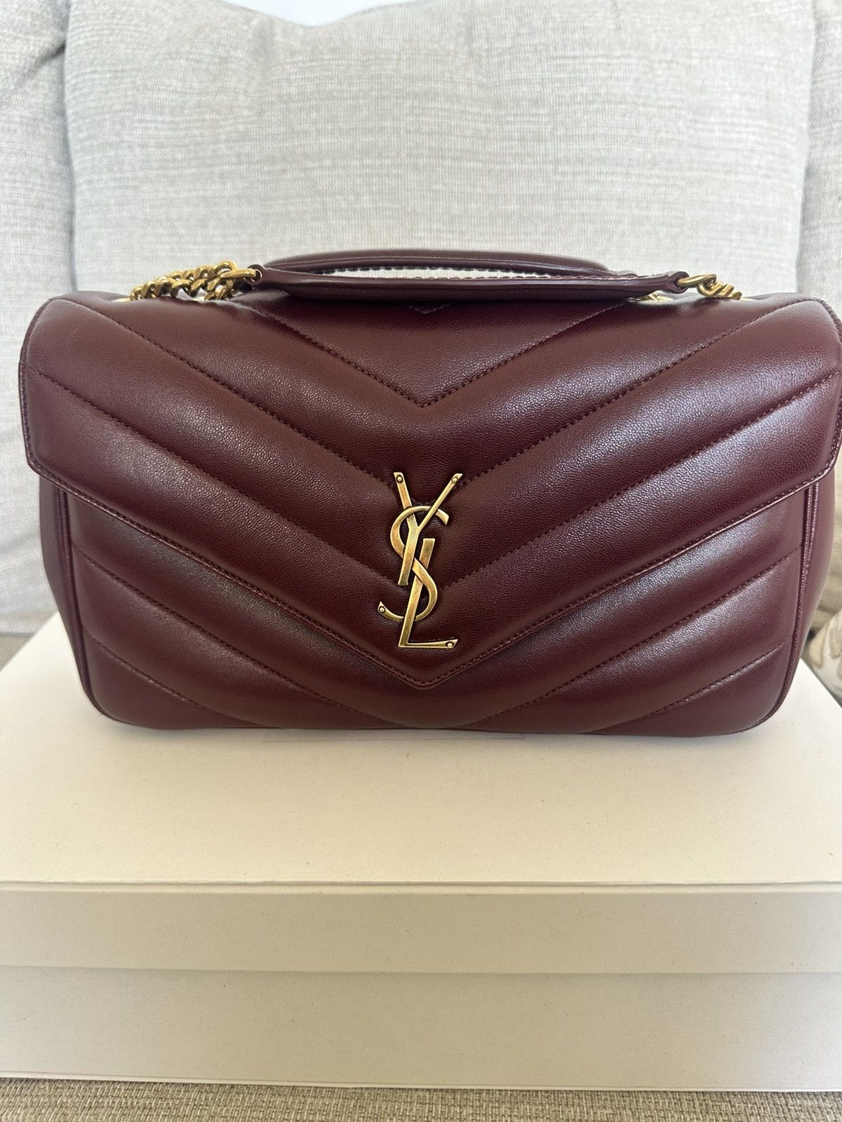 Saint Laurent Paris YSL LOULOU LARGE IN MATELASSÉ LAMBSKIN “ROUGE CABERNET” Size ONE SIZE - 4 Thumbnail