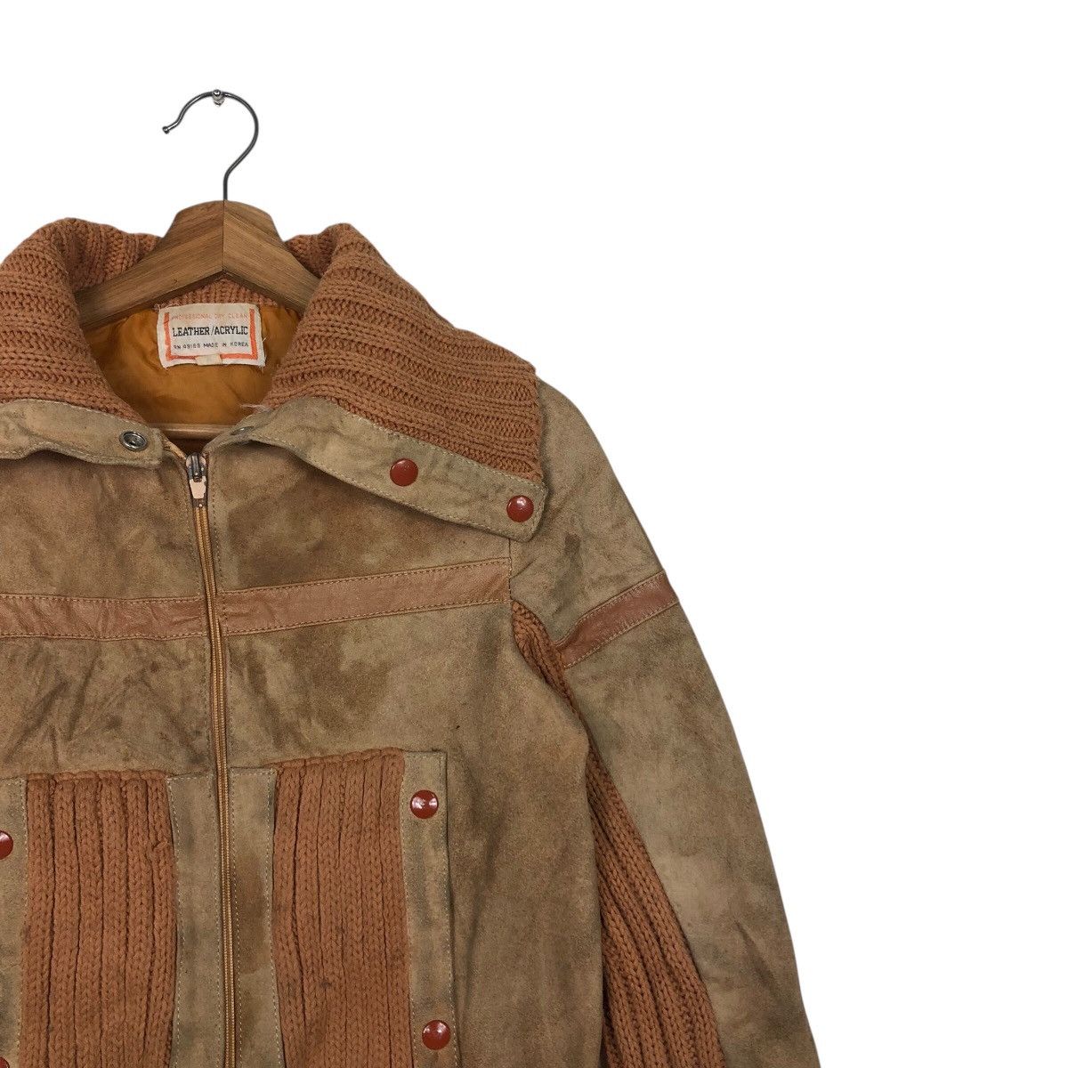 Japanese Brand 📌Vintage Cropped Leather Jacket Leather/Arcylic Size L / US 10 / IT 46 - 7 Thumbnail