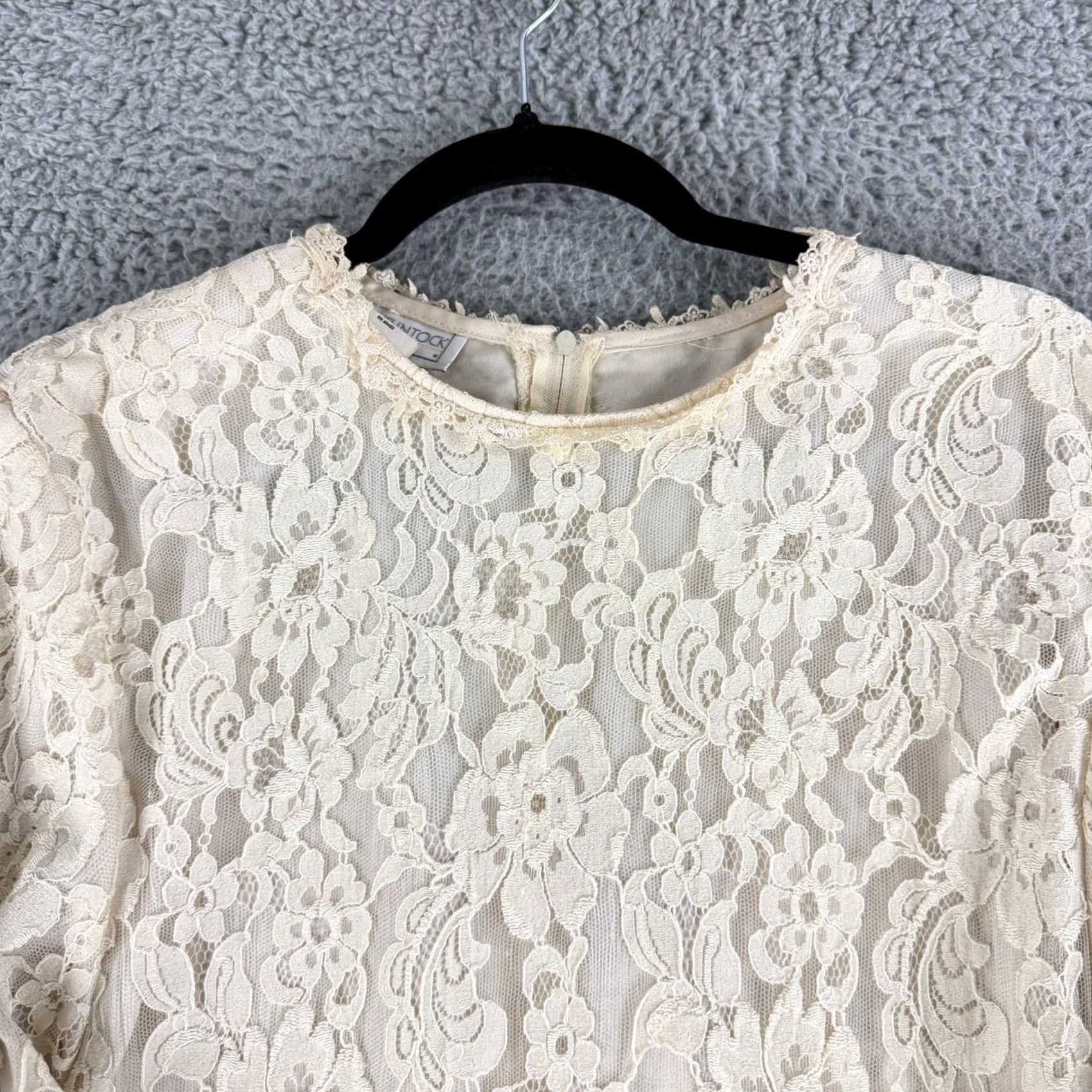 Jessica McClintock VINTAGE Jessica McClintock Lace Dress Womens 10 Long Sleeve Ivory Floral Bride Formal Wedding Dress Size L / US 10 / IT 46 - 2 Thumbnail