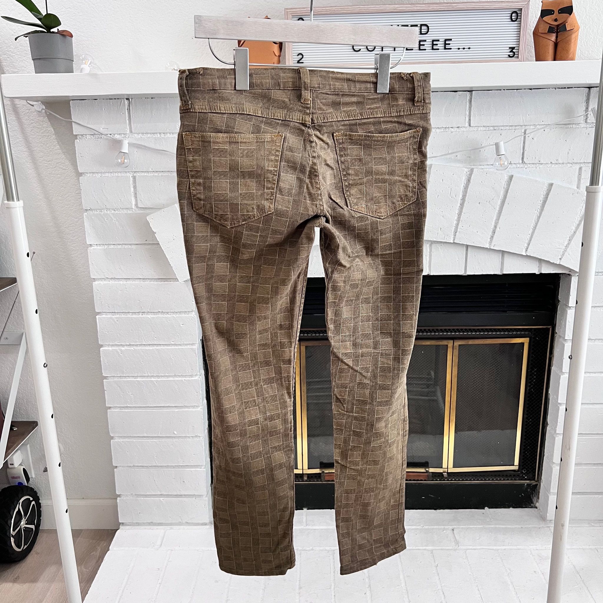 Other Brown Plaid Stretchy Skinny Denim Pants redo stormtrooper Size US 34 / EU 50 - 2 Thumbnail