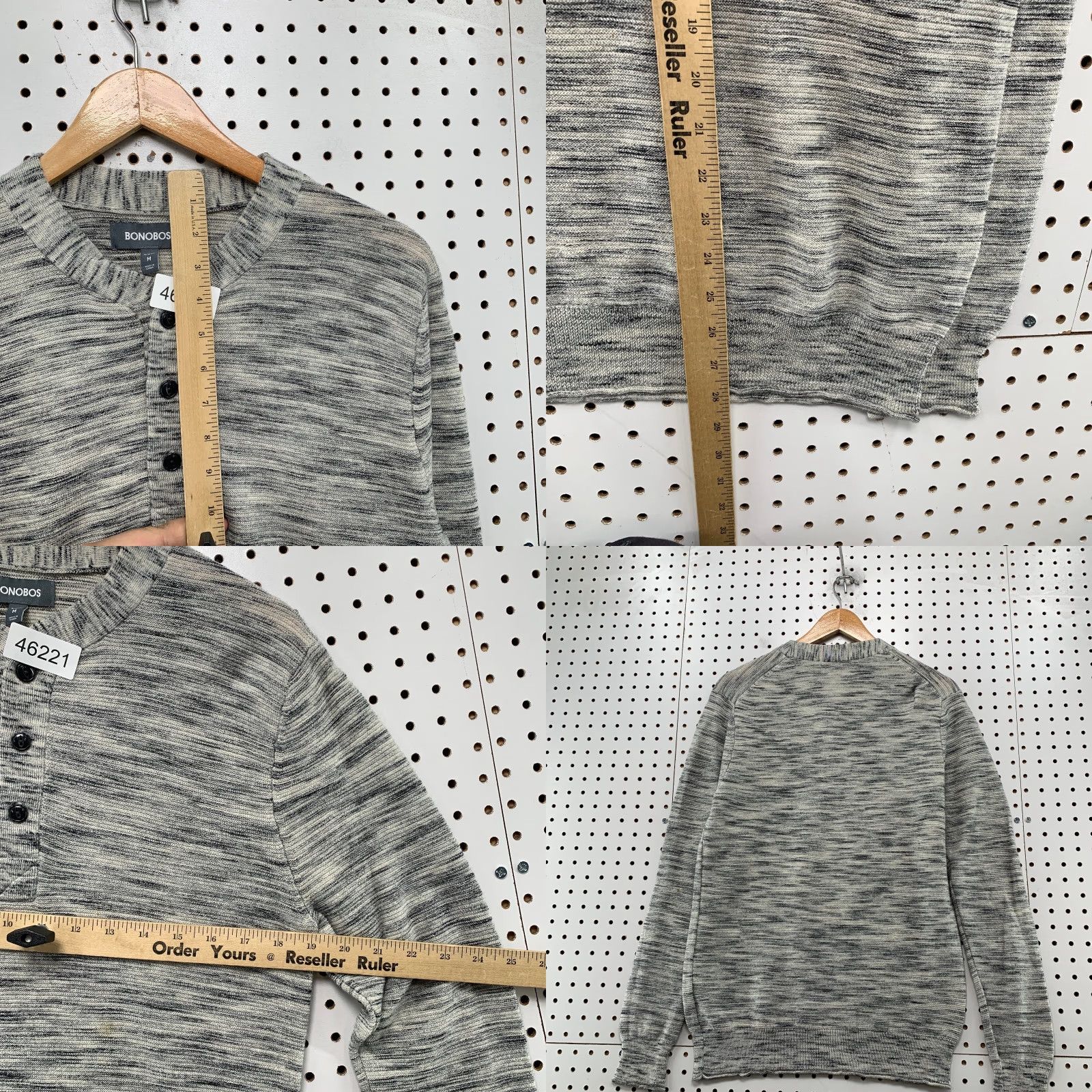 Bonobos Bonobos Wool Henley Sweater Mens M Heathered Gray 100% Extra Fine Merino - Bonobos Wool Henley Sweater Mens M Heathered Gray 100% Extra Fine Merino Size US M / EU 48-50 / 2 - 8 Thumbnail