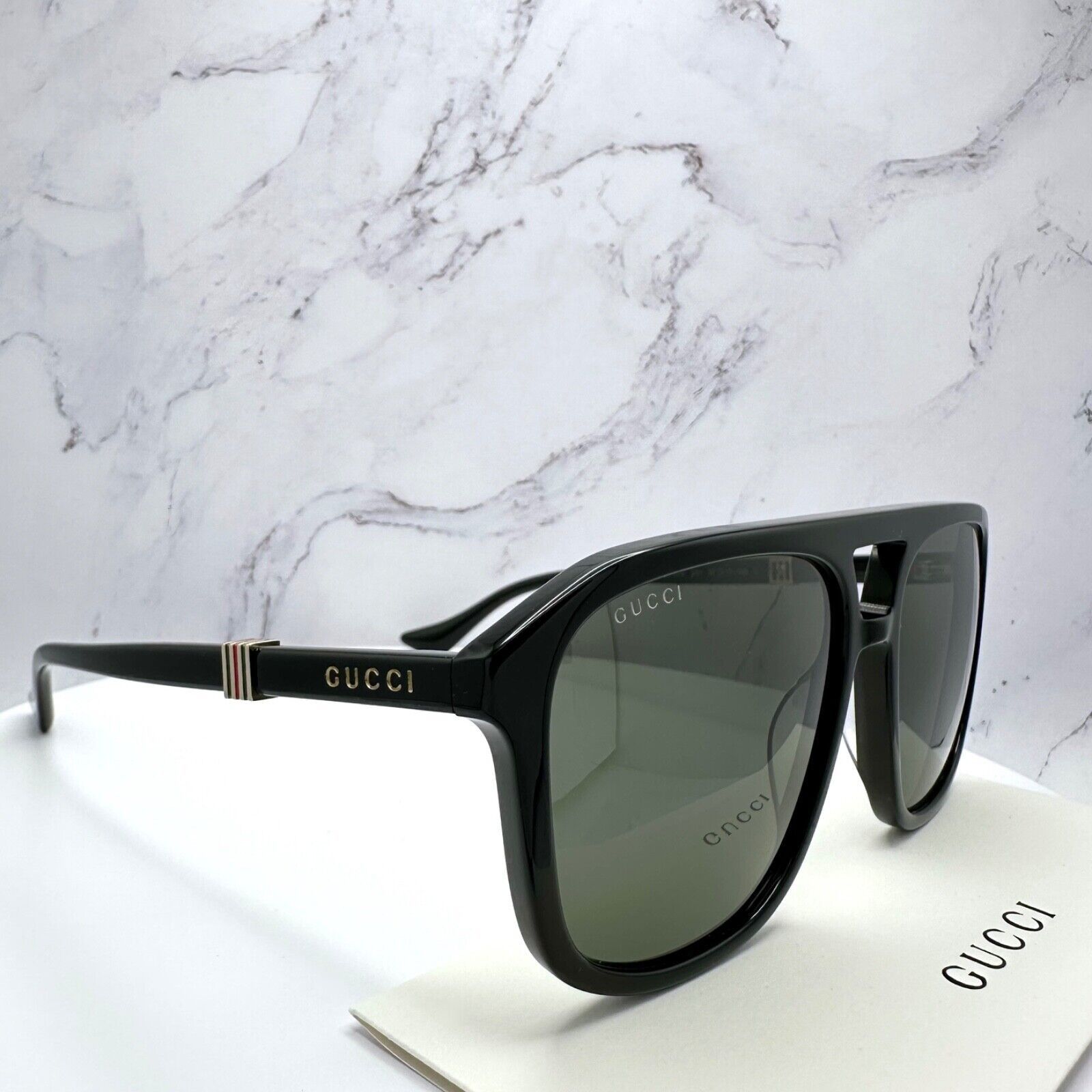Gucci New Gucci Sunglasses Black Aviator Red Green Gold Logo Size ONE SIZE - 20 Thumbnail