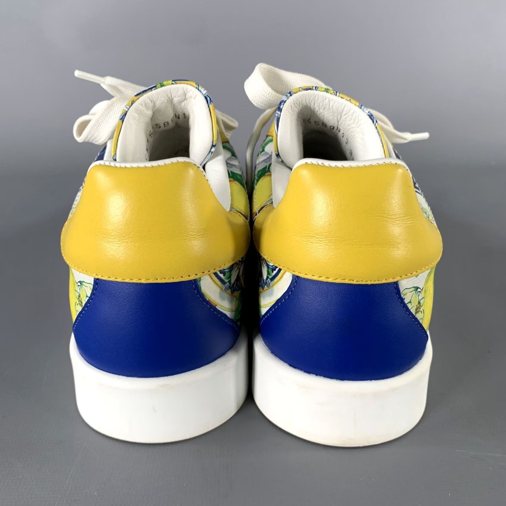 Dolce & Gabbana DOLCE & GABBANA Leather Sneakers Low Top Size 7 Yellow Blue Floral Size M / US 6-8 / IT 42-44 - 3 Thumbnail