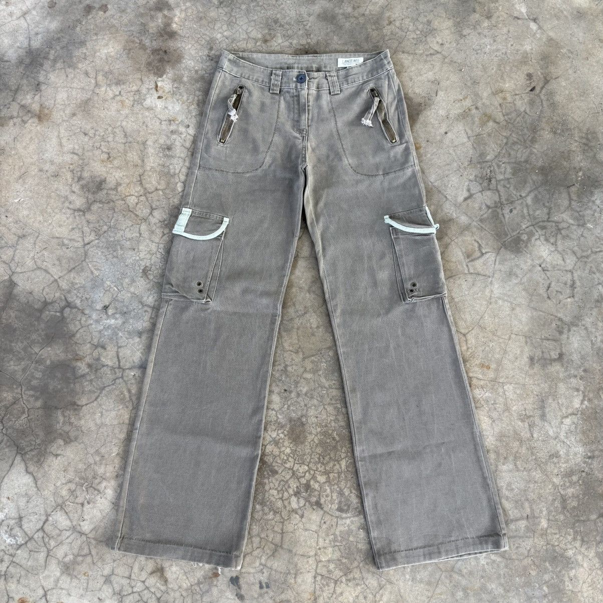 Japanese Brand Vintage Landewei Dark grey Women Cargo Pants W29 Size US 29 - 1 Thumbnail
