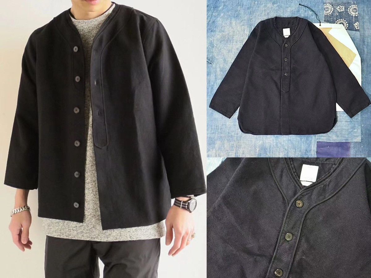 image of Visvim Dugout Shirt（Angora） in Navy, Men's (Size Medium)