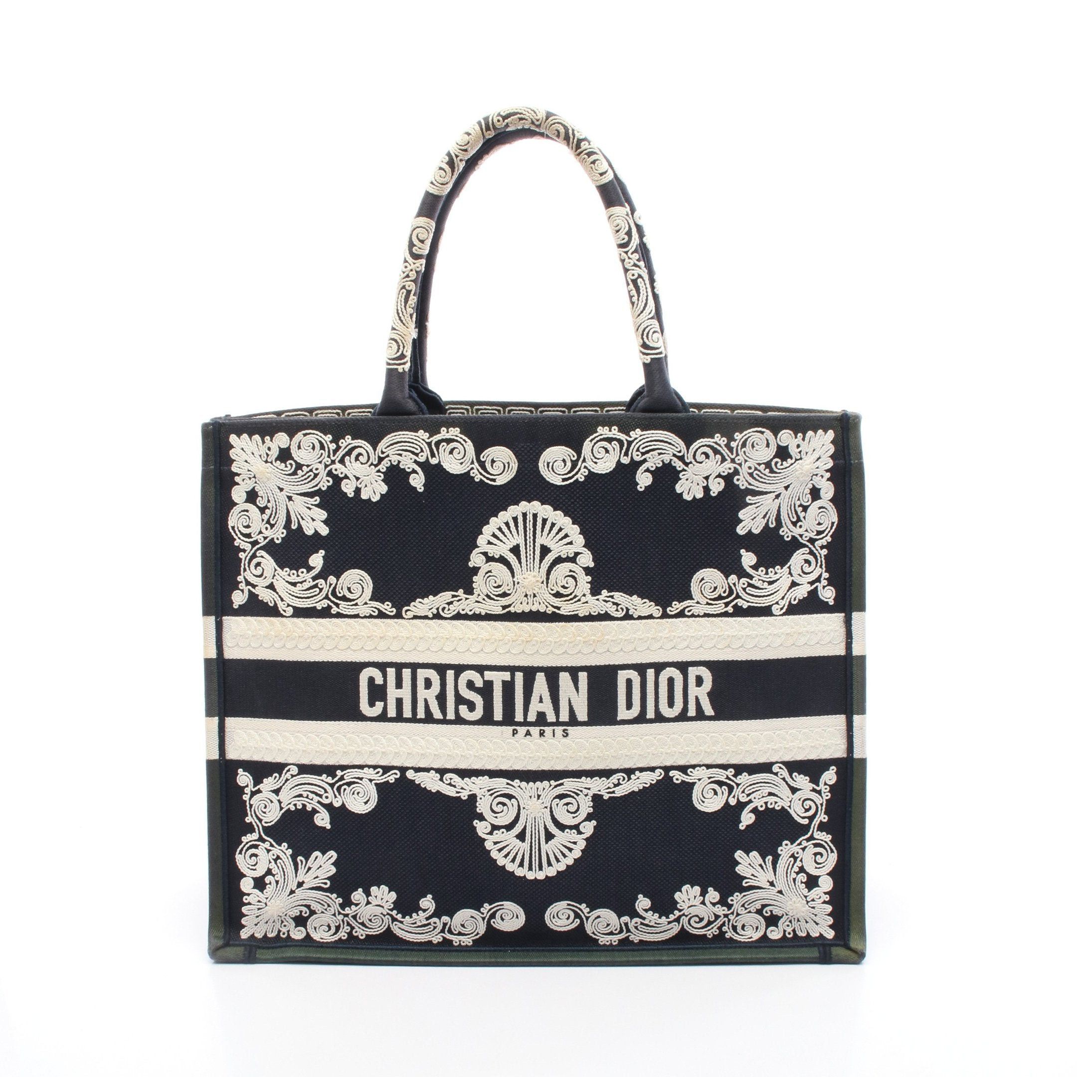 Dior Dior Book Tote Large Handbag Bag Canvas Navy White Size ONE SIZE - 1 Thumbnail