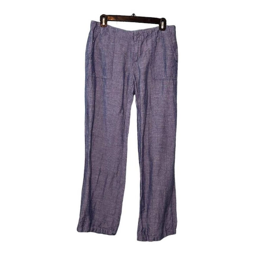 Tommy Hilfiger Tommy Hilfiger blue linen wide legs casual pants size 4 Size 27" / US 4 / IT 40 - 5 Thumbnail