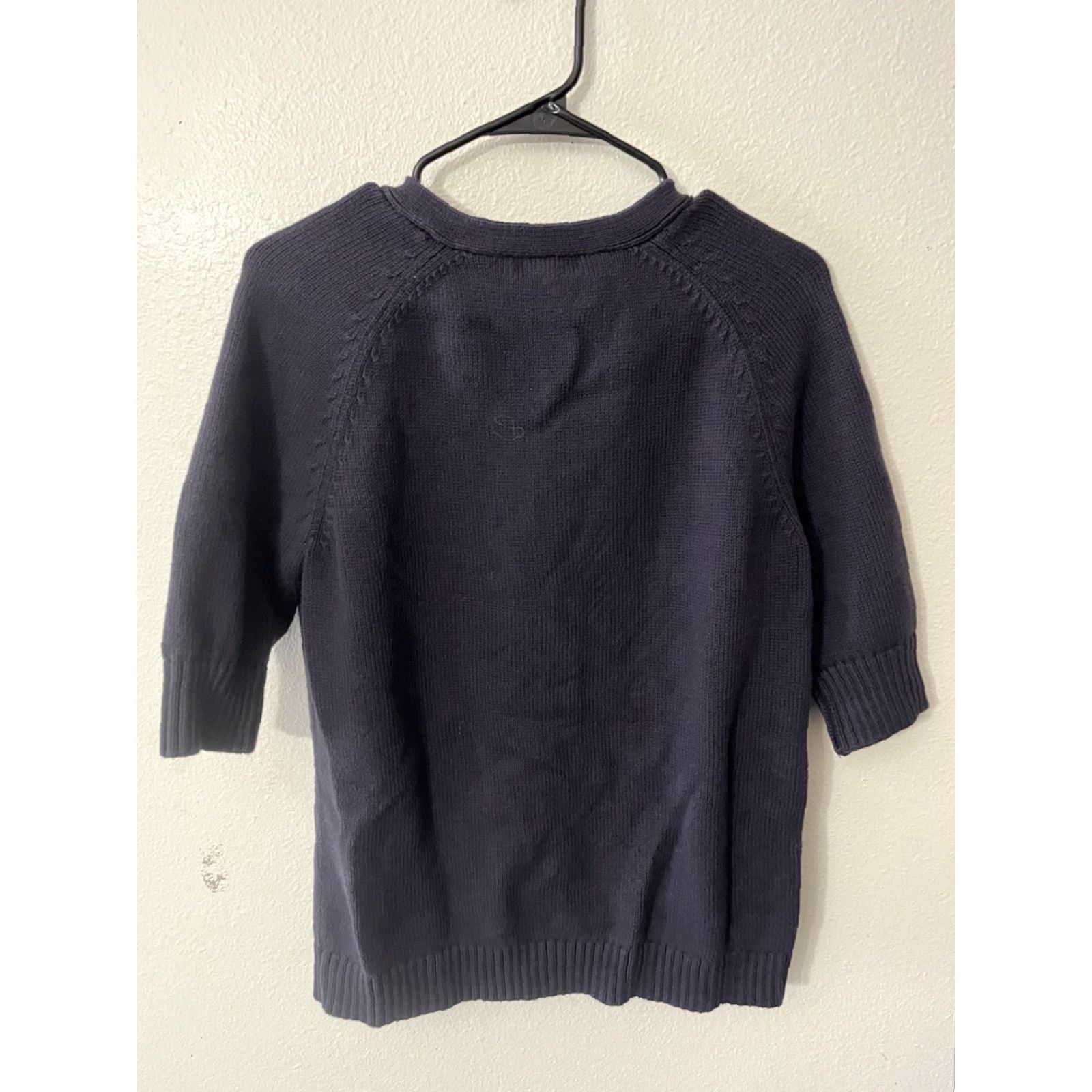 Lands' End Lands' End Cardigan Women Adult Medium Blue Striped Heavyweight Wool Blend Knit Size M / US 6-8 / IT 42-44 - 3 Thumbnail