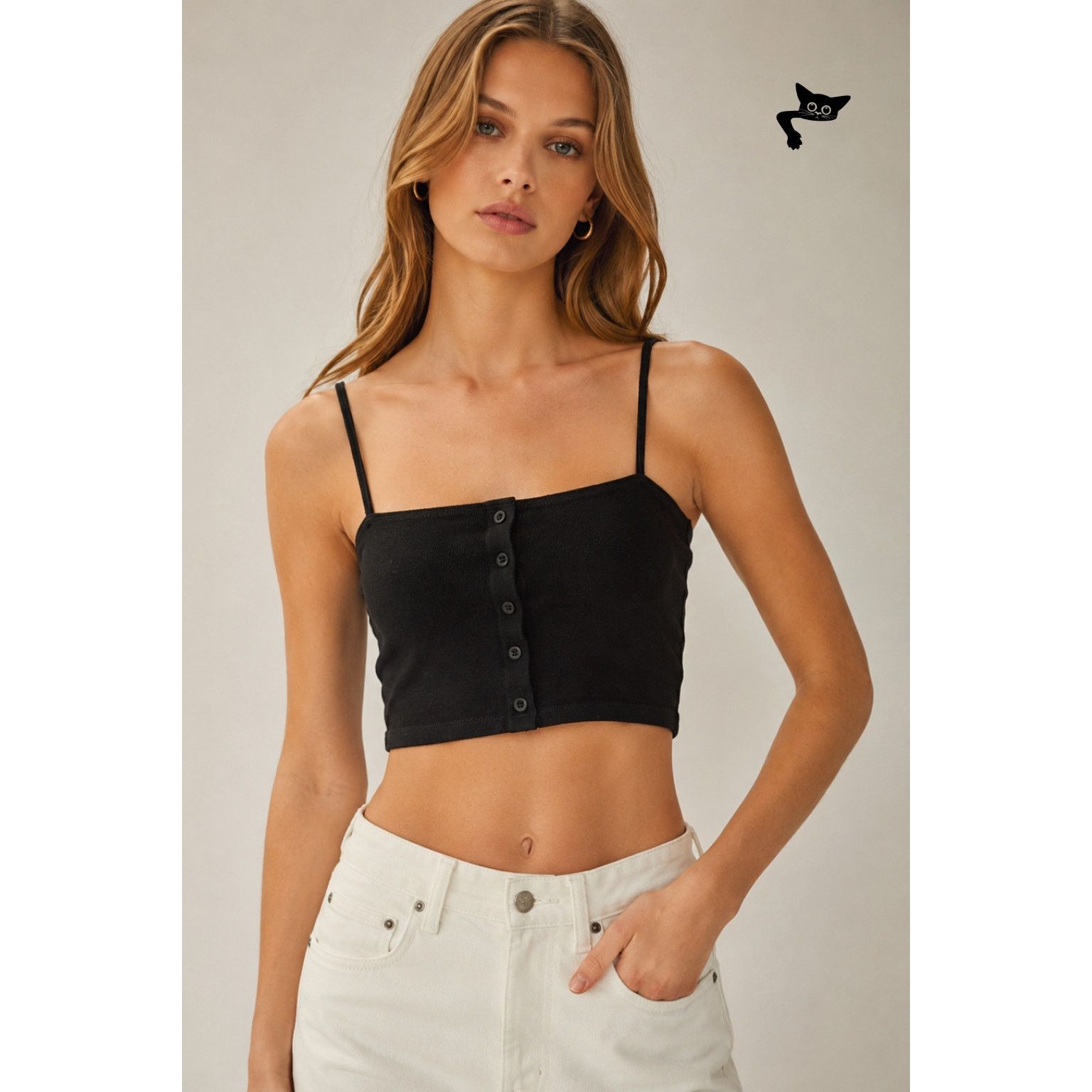 Brandy Melville Brandy Melville Black Button Crop Tank Womens XS Size XS / US 0-2 / IT 36-38 - 8 Thumbnail