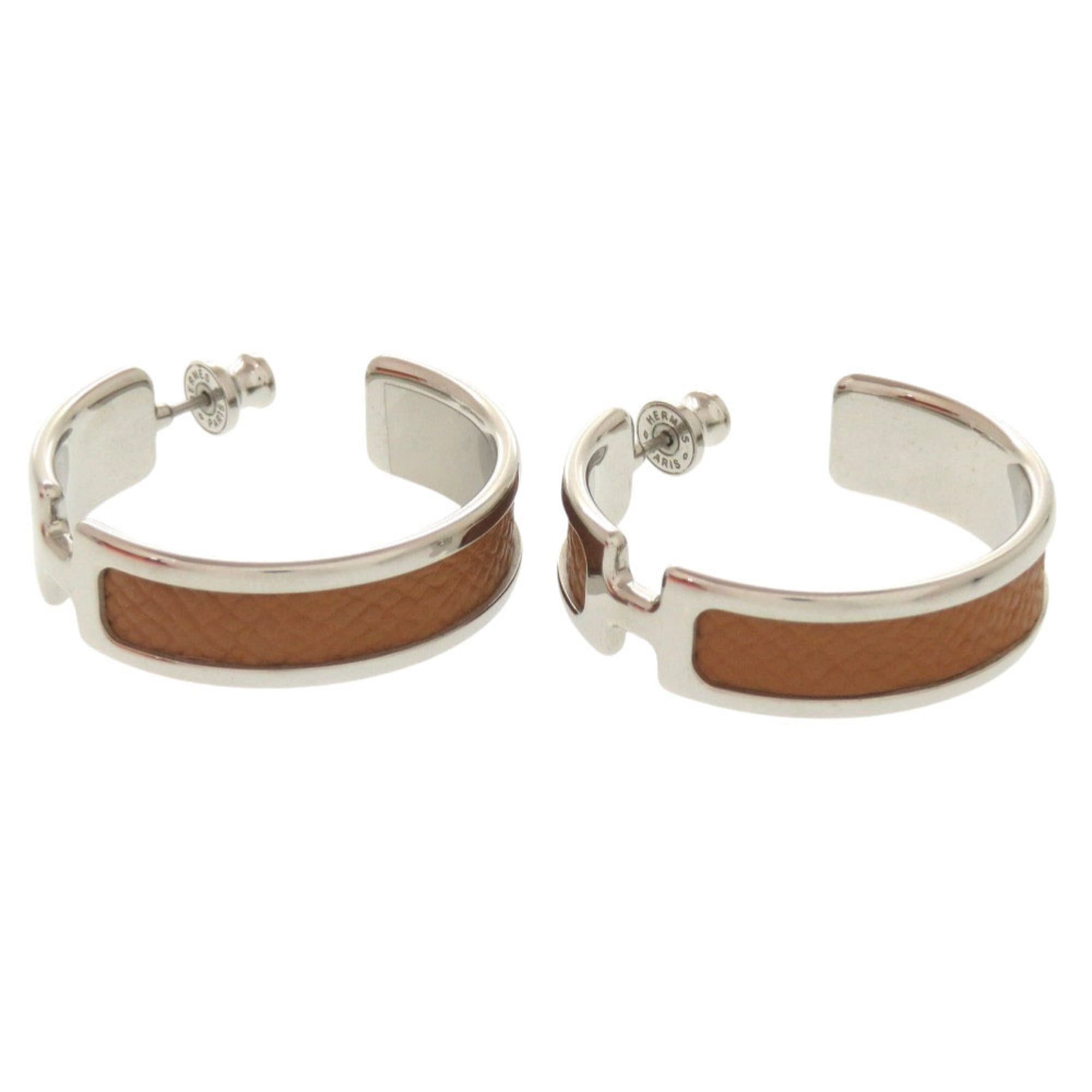 Hermes Hermes Olympe Veau Epsom Gold Silver Hardware Earrings Accessory 0399 HERMES Size ONE SIZE - 1 Thumbnail