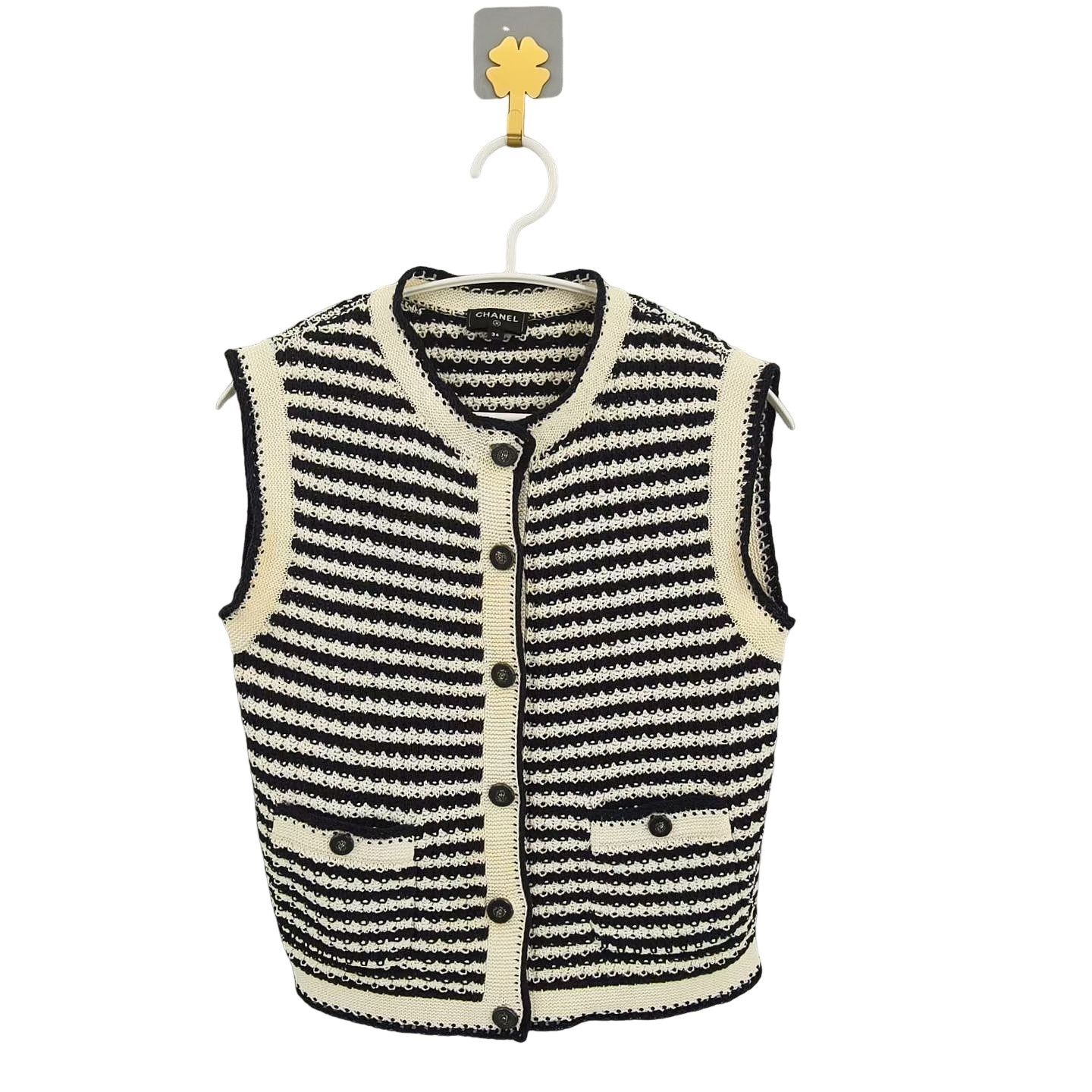 Chanel Striped Knit Vest Size 34, Women's (Size Xs)