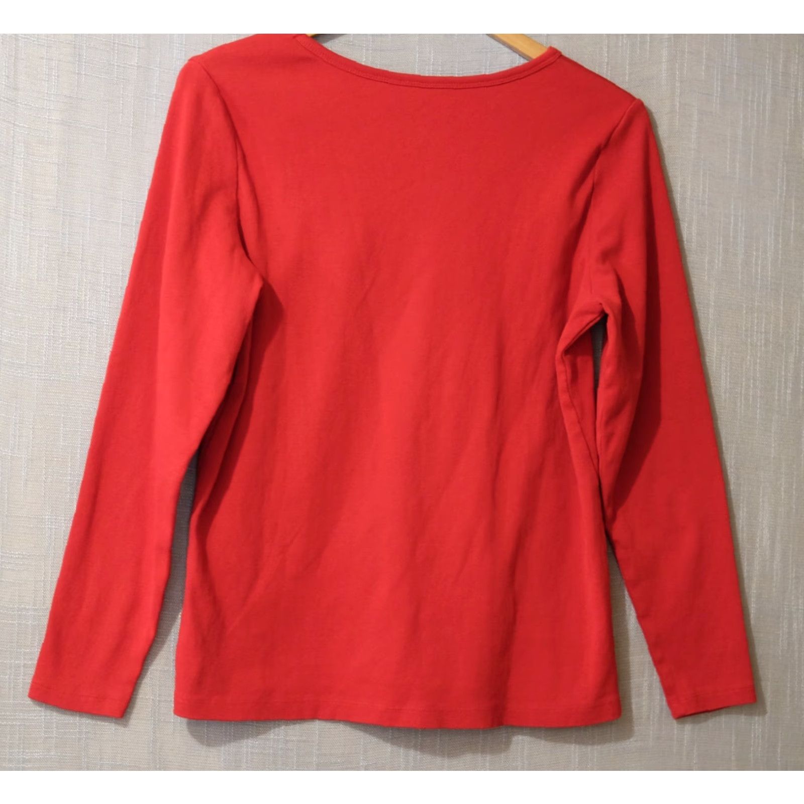 Vintage EUC St Johns Bay 100% Cotton Tee Shirt Long Sleeve Red Women's L Shirt Regular Size L Women Crew Neck Knit Cotton T-Shirt Vintage: No Size L / US 10 / IT 46 - 5 Thumbnail