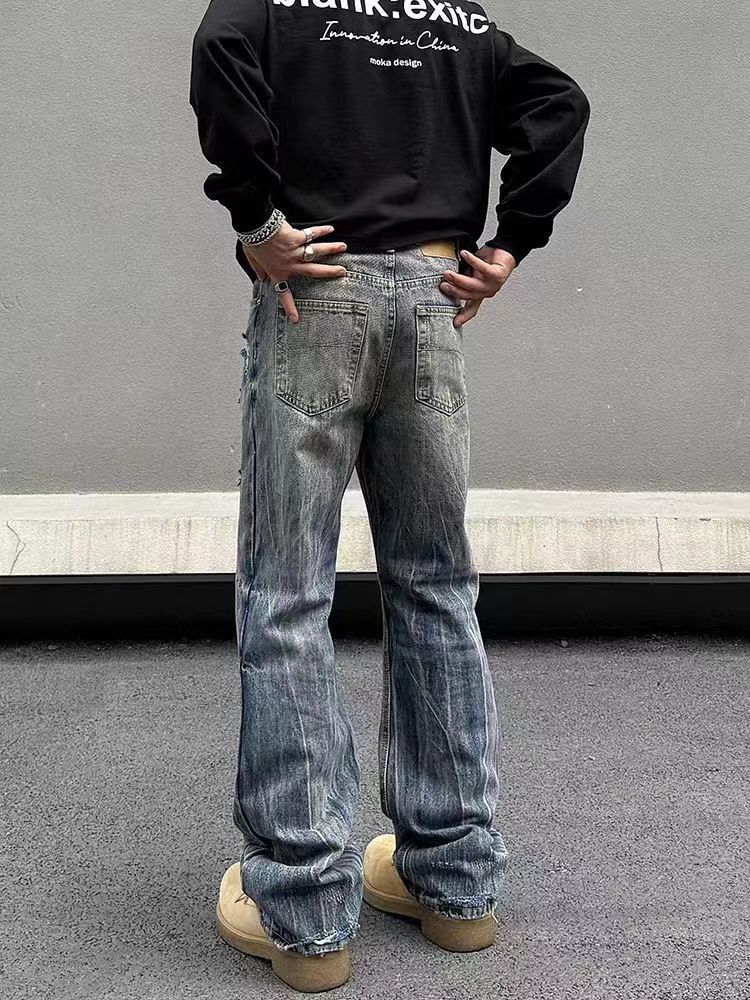 Japanese Brand × Jean Street distressed corrugated crease micro-flared jeans Size US 33 - 1 Thumbnail