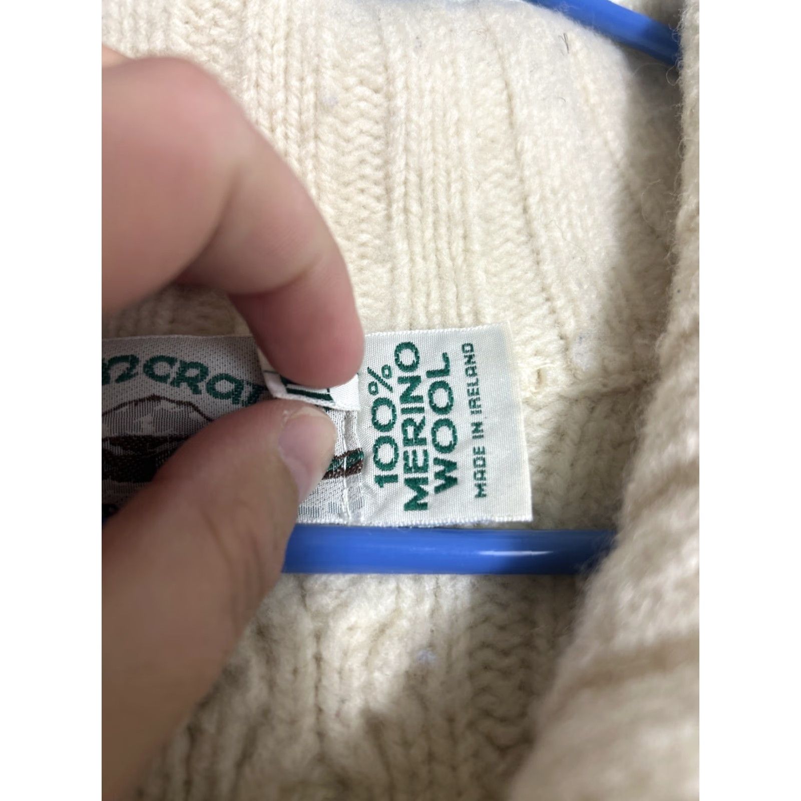 Vintage VINTAGE Aran Crafts Ireland Cardigan Womens Medium Wool Ivory Button Knit Size M / US 6-8 / IT 42-44 - 7 Thumbnail