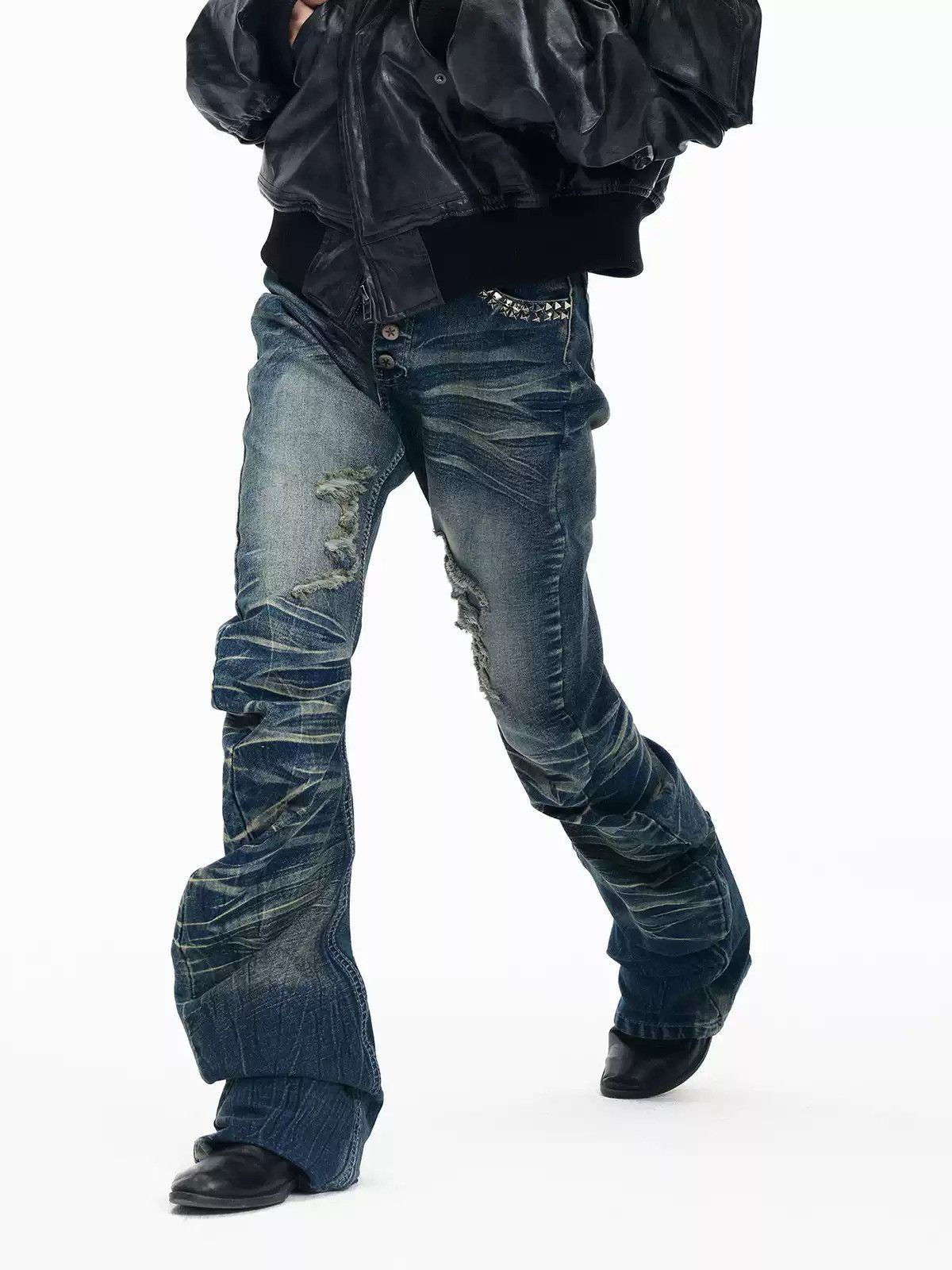 Japanese Brand Crack Washed Pants Size US 32 / EU 48 - 7 Thumbnail