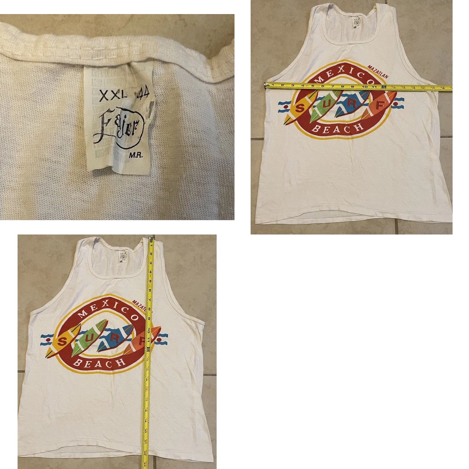 Vintage VINTAGE 80s Mexico Beach Surf Tank Top XS White Single Stitch T-Shirt Men Fashion Graphic Tee Beach Vaporwave Grunge Ocean Pacific Style 90s USA Mens Size US XS / EU 42 / 0 - 8 Thumbnail