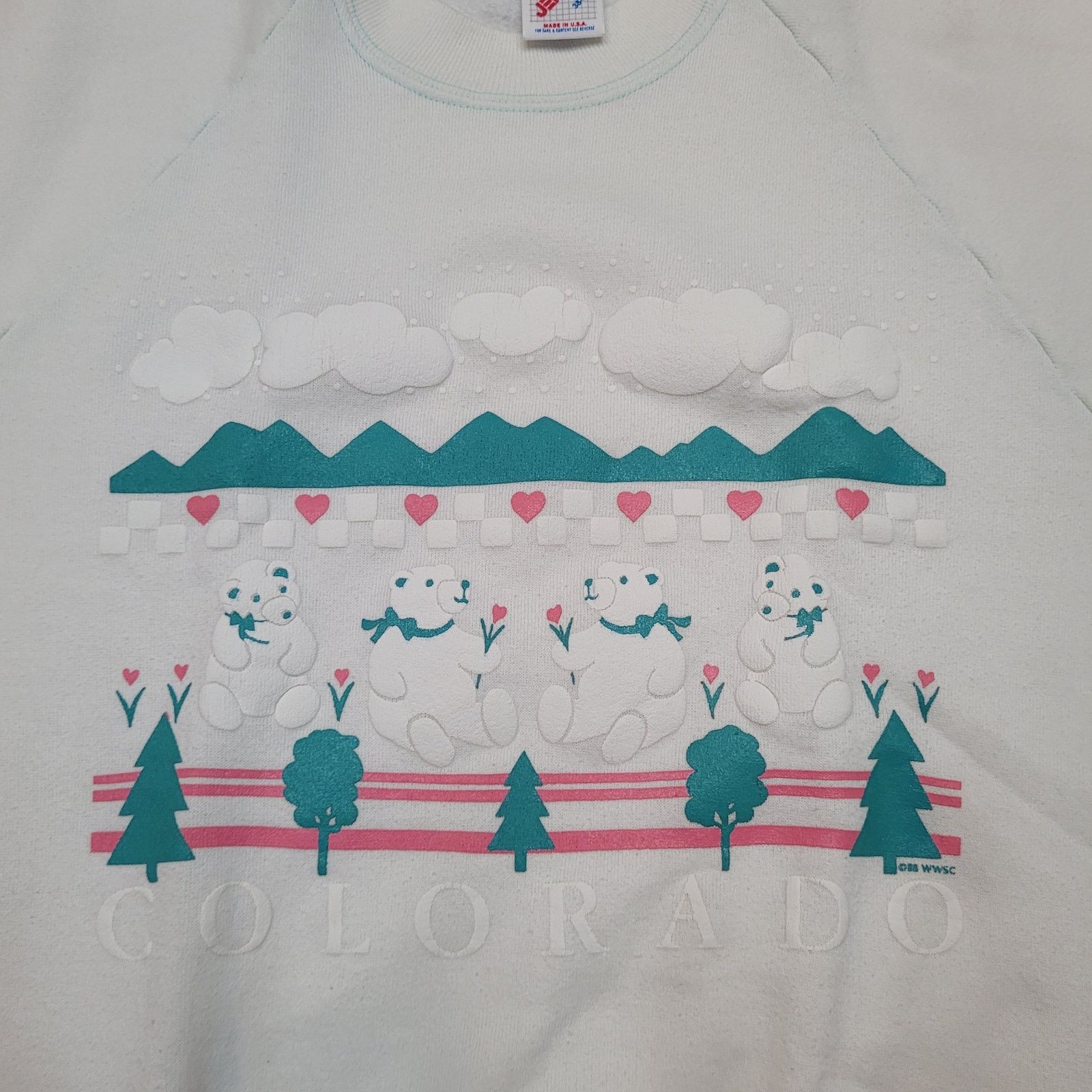 Jerzees VTG 80s Jerzees Colorado Teddy Bear Sweatshirt S Puff Print Size US S / EU 44-46 / 1 - 2 Thumbnail