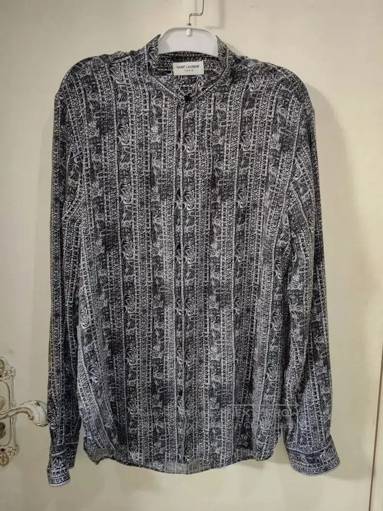 SLP Saint Laurent Silk Henley Shirt.