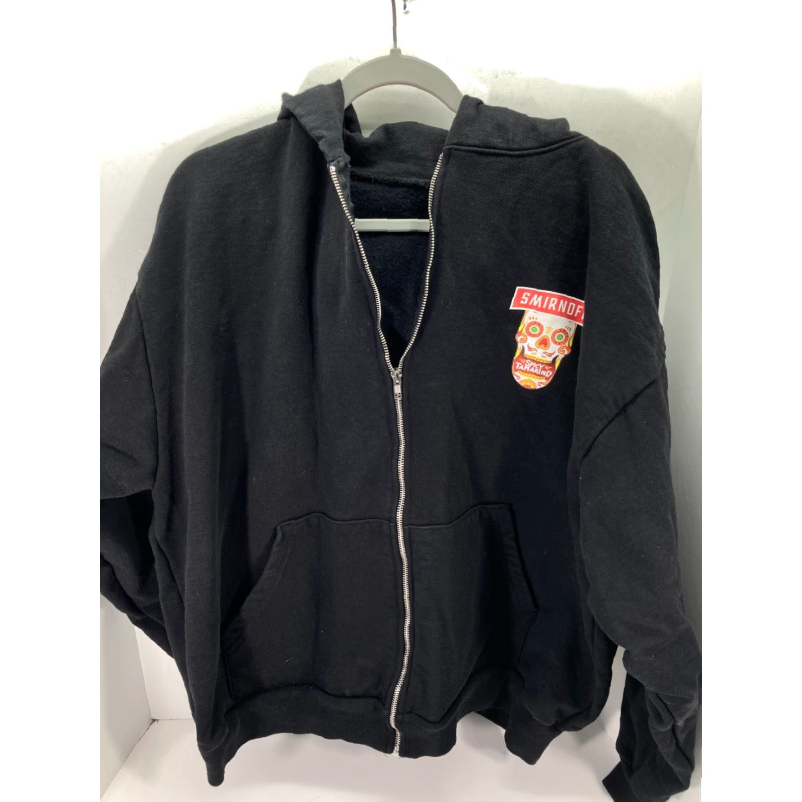 Vintage Smirnoff Spicy Tamarind Hooded Sweatshirt Mens XL Black Graphic Full Zip Fleece Skull Size US XL / EU 56 / 4 - 2 Thumbnail