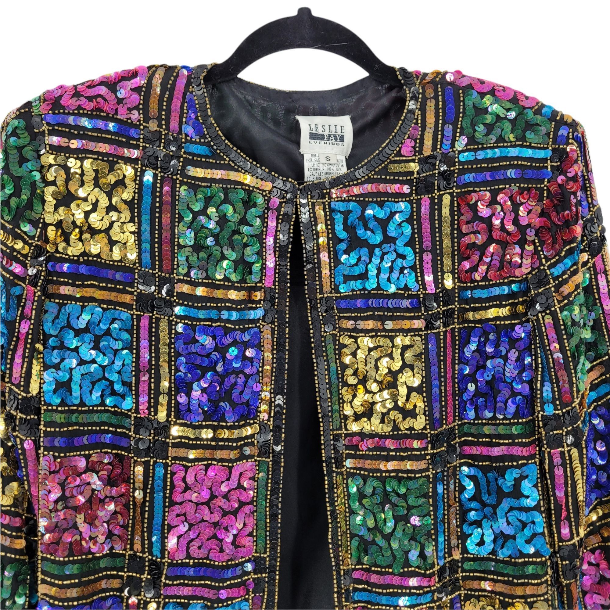 Vintage Vtg 80's Leslie Fay Silk Sequin Blazer Sz S Formal Rainbow G Size S / US 4 / IT 40 - 4 Thumbnail