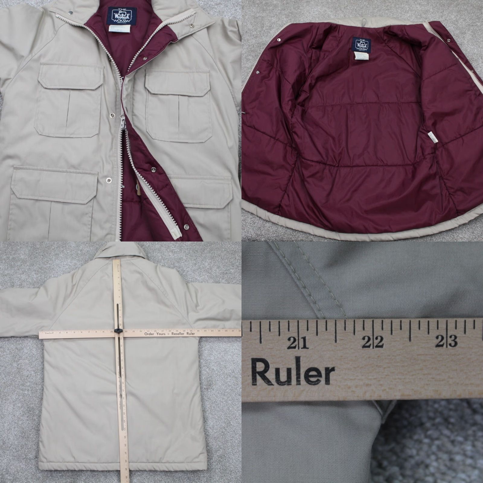 Vintage VTG Woolrich Chore Jacket Womens Medium Beige Full Zip Snaps Olefin Filling Coat Size M / US 6-8 / IT 42-44 - 8 Thumbnail