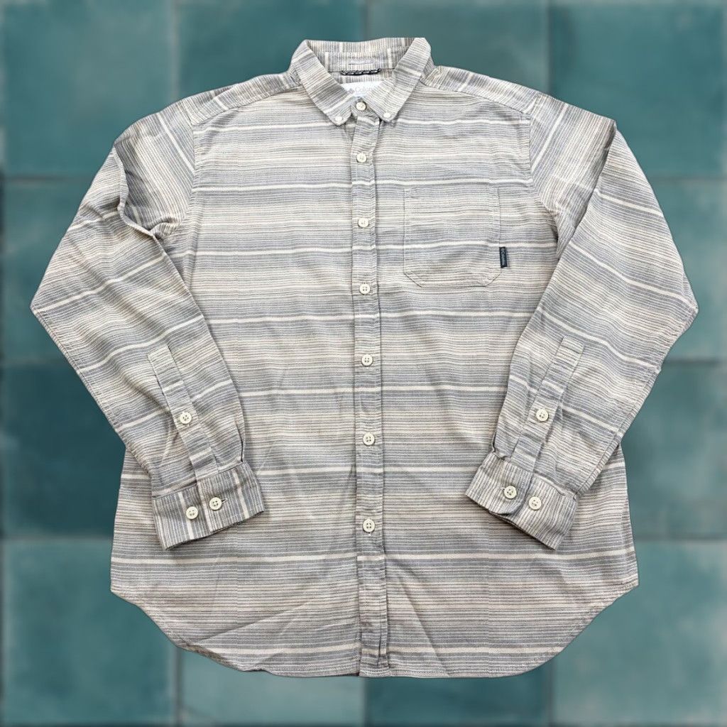 Vintage Columbia Button-Down Shirt Mens Medium Gray Striped Shirt Size US M / EU 48-50 / 2 - 1 Thumbnail