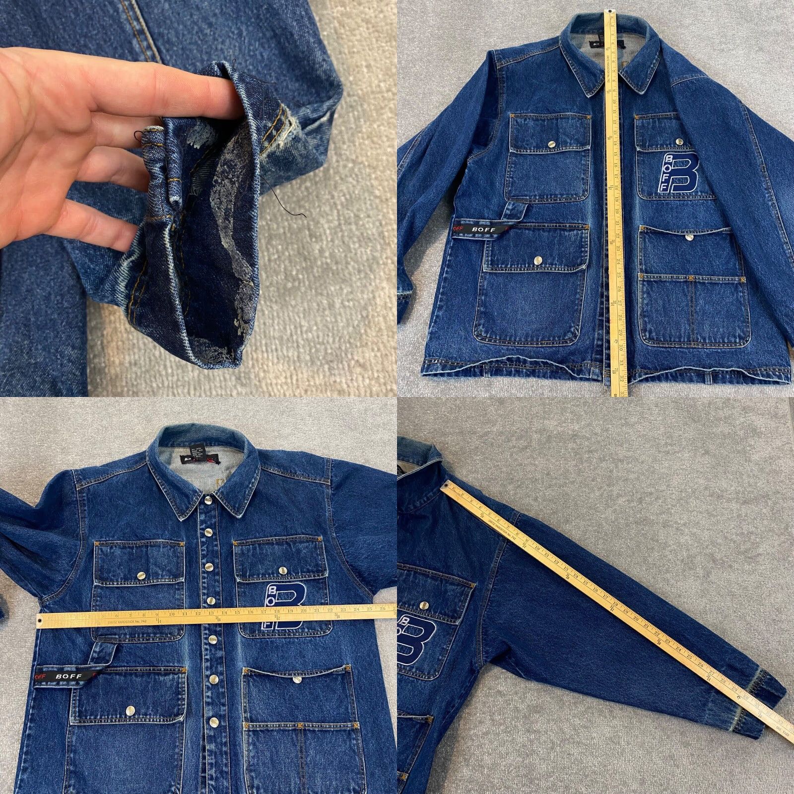 Denime Denim Jacket Men Medium Blue BOFF Jean Skater Snap Grunge Distressed Retro Y2K Size US 31 - 8 Thumbnail