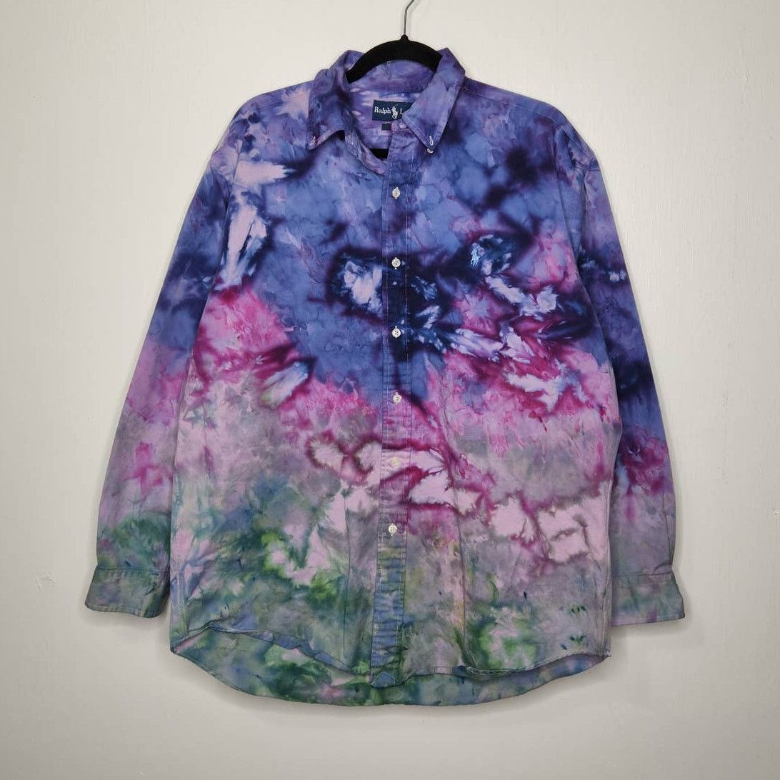 Ralph Lauren Vintage Ralph Lauren Custom Ice Tie Dye Button Shirt Art Size US M / EU 48-50 / 2 - 2 Thumbnail
