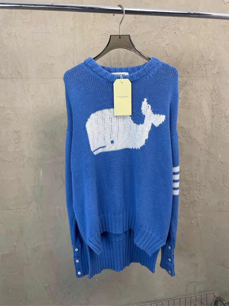 Thom Browne Thom Browne size1 Blue whale pattern knit sweater Size US S / EU 44-46 / 1 - 3 Thumbnail