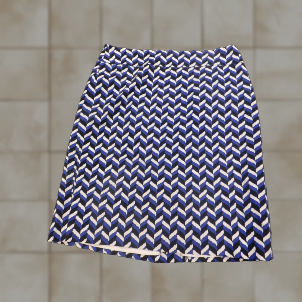 Ann Taylor Ann Taylor Skirt Womens 8 A-Line Knee Length Striped Knit Zip Blue Medium Cotton Lined Size 30" / US 8 / IT 44 - 1 Thumbnail