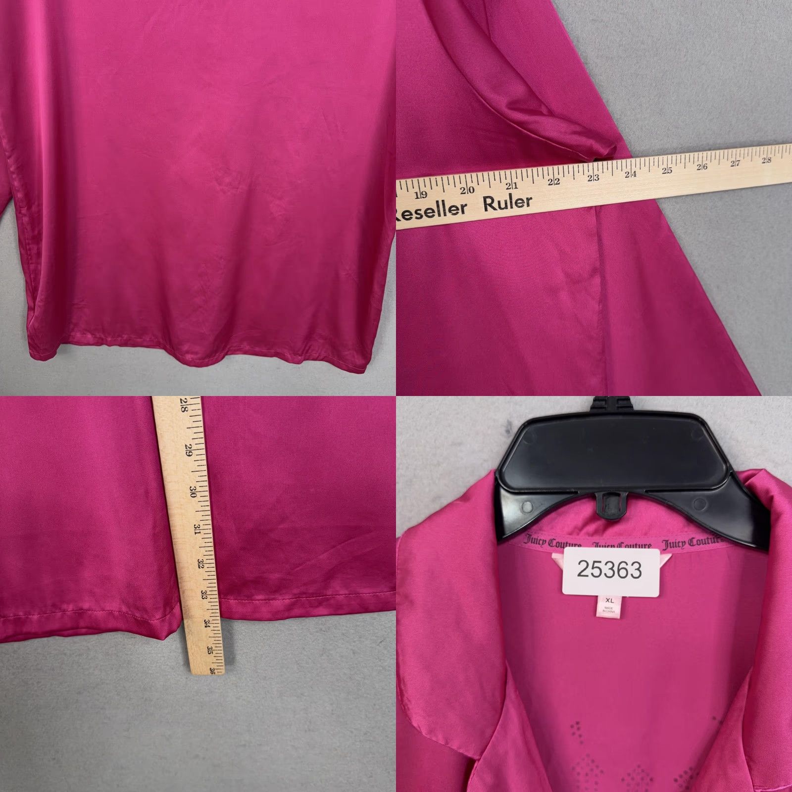 Juicy Couture Juicy Couture Sleepshirt Womens XL Pink Satin Button Front Rhinestone Logo Size XL / US 12-14 / IT 48-50 - 8 Thumbnail