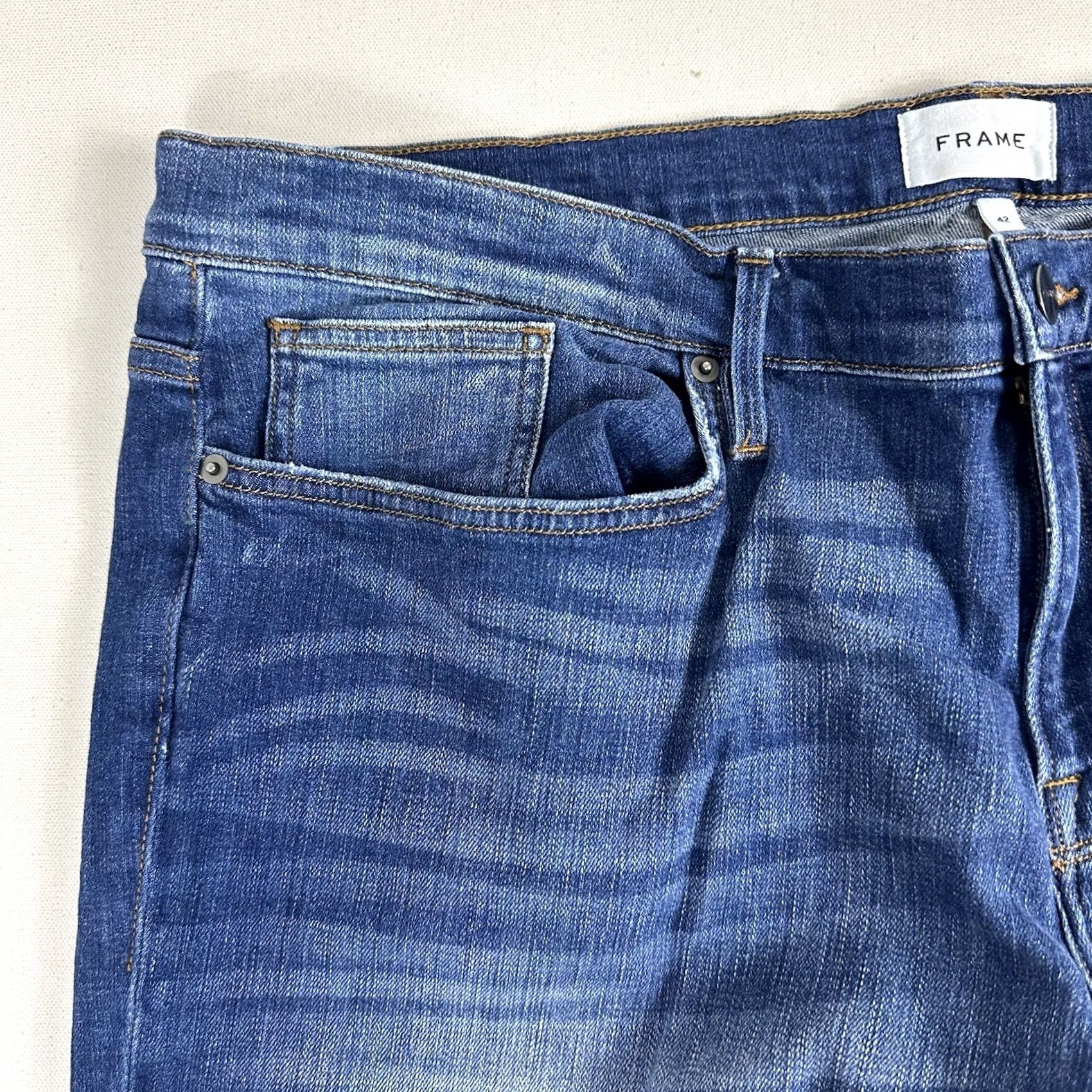 Frame FRAME Jeans Men's Skinny L'Homme Stretch Denim 42x31 Timberline Blue Jeans Slim Men 42 Blue Denim Stretch 31in Slim Size US 42 / EU 58 - 6 Thumbnail