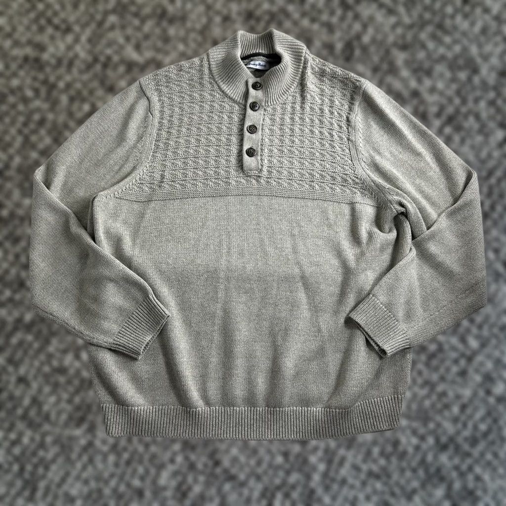 Tommy Bahama Tommy Bahama Sorrento Beach Button Mock Sweater Mens Size XL Beige Cable Knit Size US XL / EU 56 / 4 - 1 Thumbnail