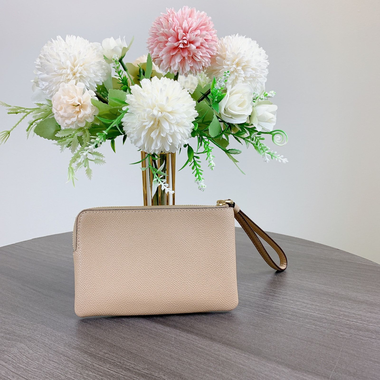 Coach Coach CV396 Corner Zip Wristlet IN Taupe Size ONE SIZE - 2 Thumbnail