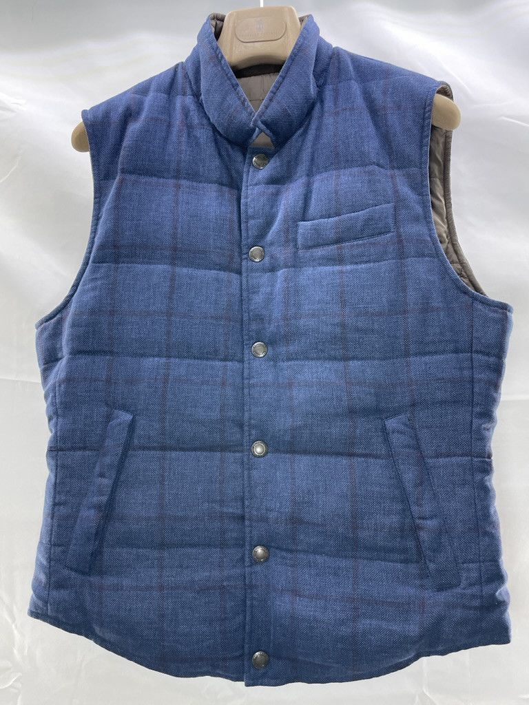 Brunello Cucinelli BRUNELLO CUCINELLI Linen Wool Silk Down Reversible Vest Size US M / EU 48-50 / 2 - 1 Thumbnail