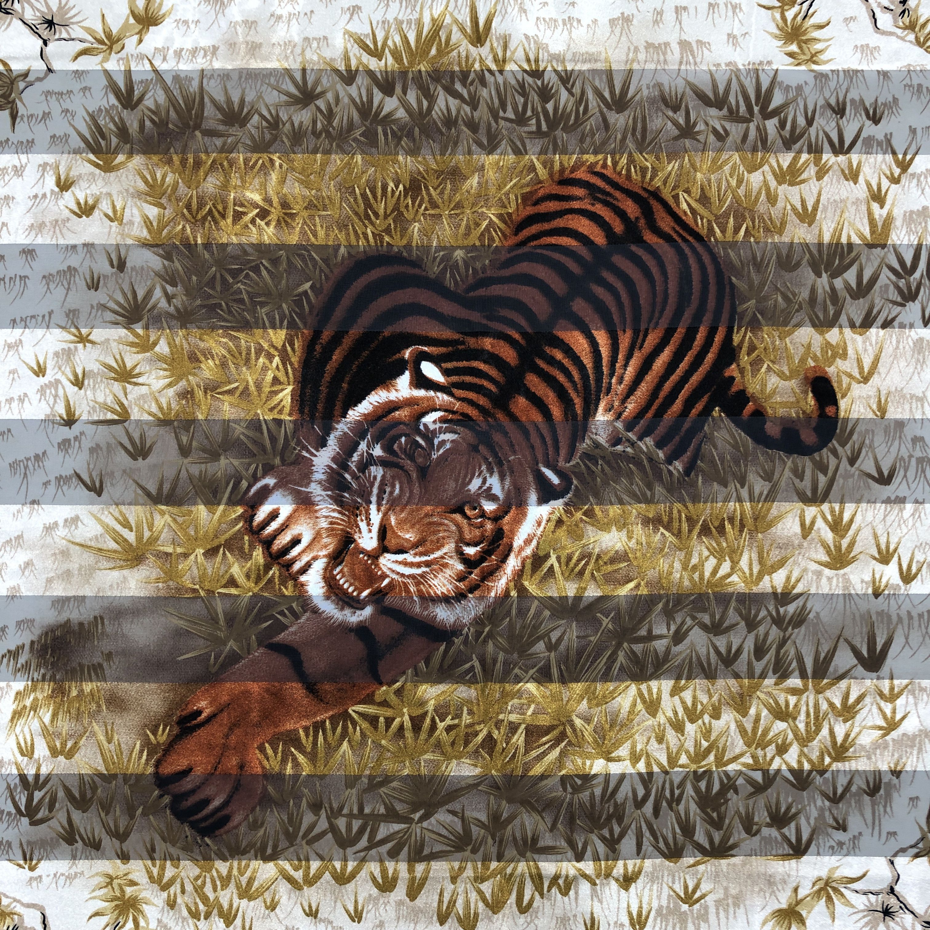 Japanese Brand Vintage Tiger Luxury SILK Scarf Twill Stole Wraps Scarves Size ONE SIZE - 3 Thumbnail