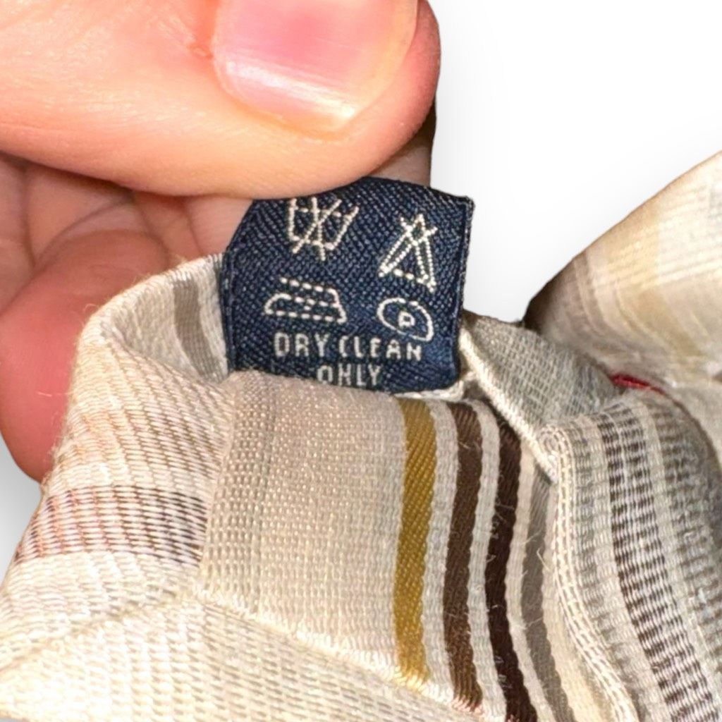 Luciano Barbera Luciano Barbera Tan Striped Handmade Silk & Linen Tie Size ONE SIZE - 7 Thumbnail