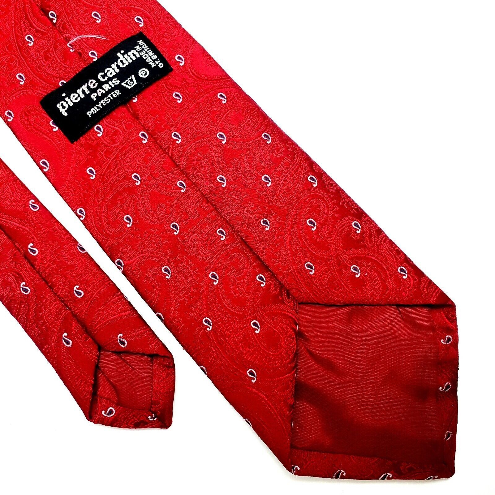 Pierre Cardin Pierre Cardin Parris Red Polyester Tie Short Skinny Paisley Size ONE SIZE - 4 Thumbnail
