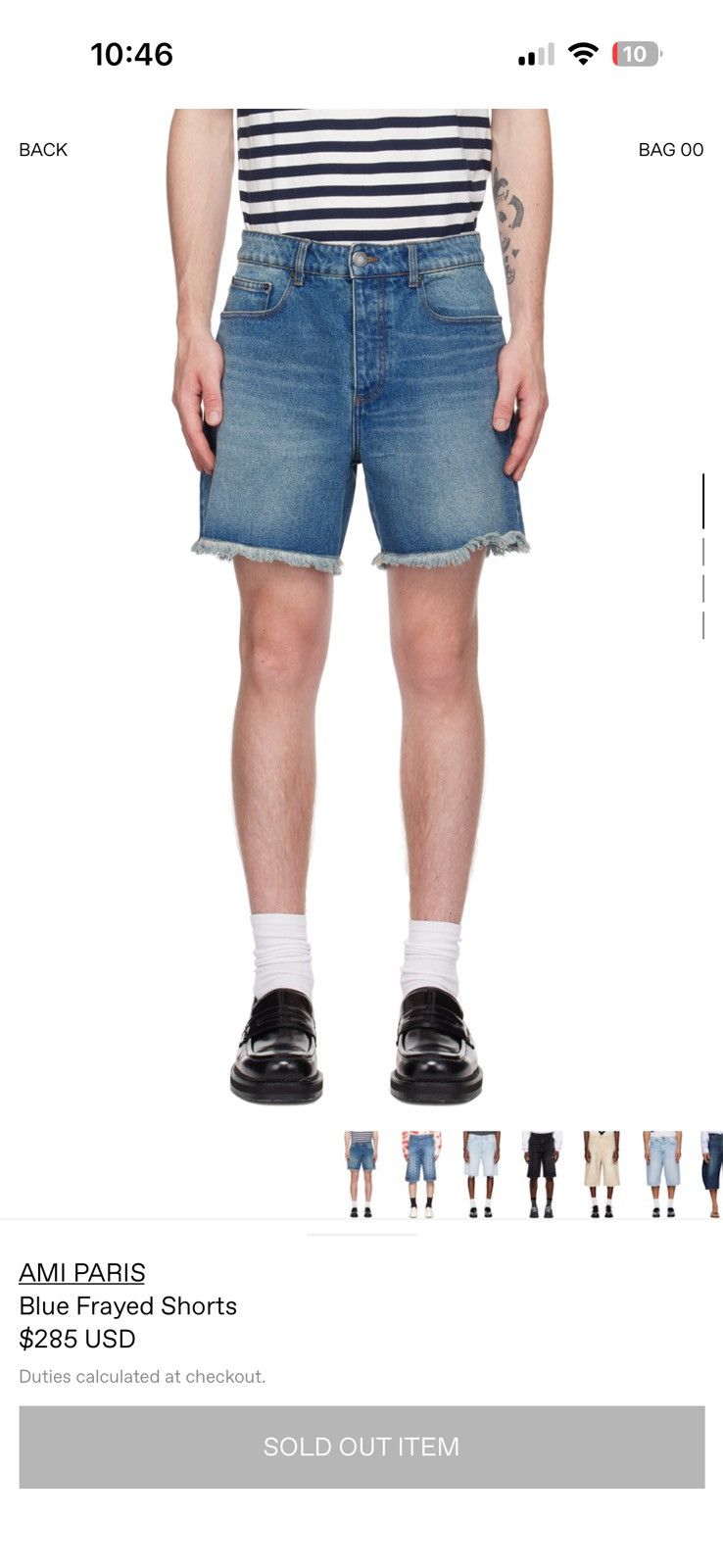 AMI AMI PARIS Blue Frayed Denim Shorts Size US 29 - 7 Thumbnail