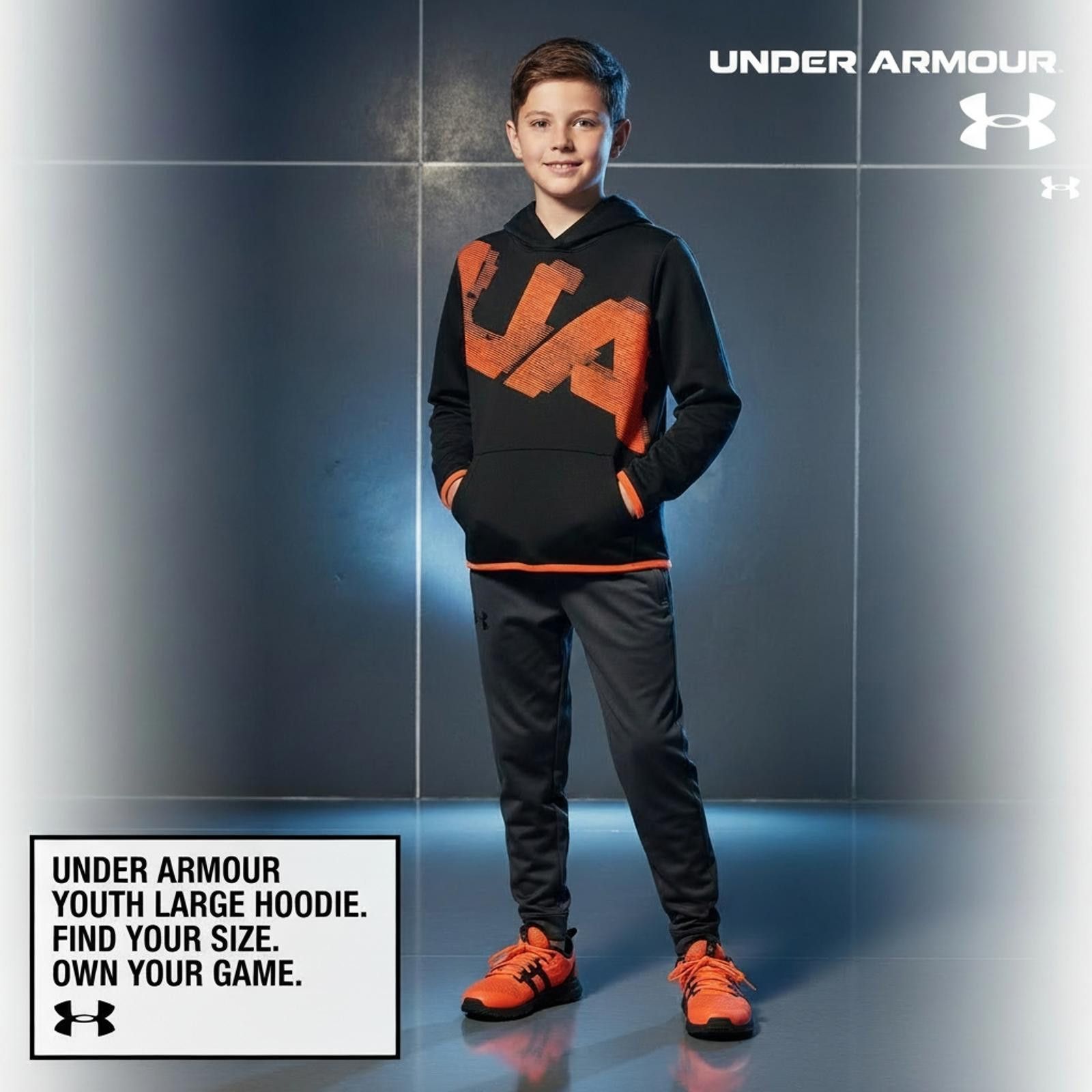 Under Armour Under Armour Youth Large Hoodie Black with Orange Accents Size US L / EU 52-54 / 3 - 1 Thumbnail