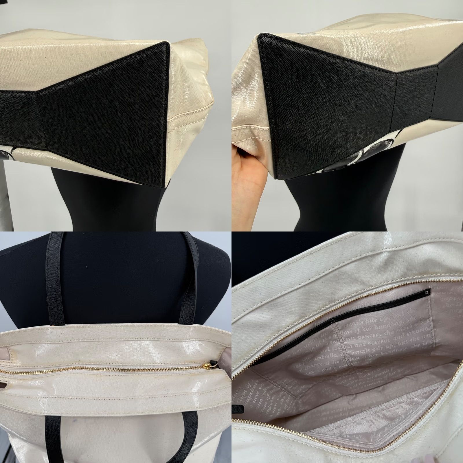 Vintage kate spade new york x Disney Minnie Mouse Tote Bag Cream Coated Canvas Black Straps Tote Womens Medium Pattern Solid Bag Accessories Size M / US 6-8 / IT 42-44 - 9 Thumbnail