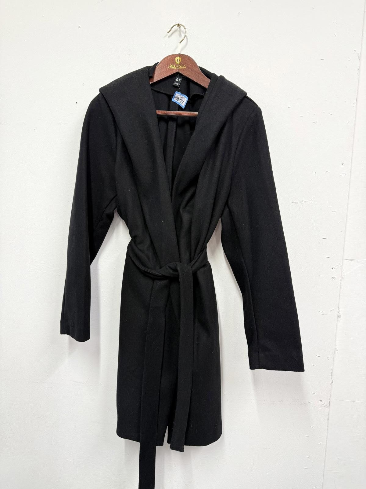 New Look New Look Black Hooded Belted Wool Blend Coat UK Size 20 Size XXL / US 16-18 / IT 52-54 - 1 Thumbnail
