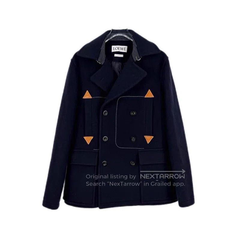 Loewe Loewe Dark Blue Wool Tweed Coat Size L / US 10 / IT 46 - 1 Thumbnail