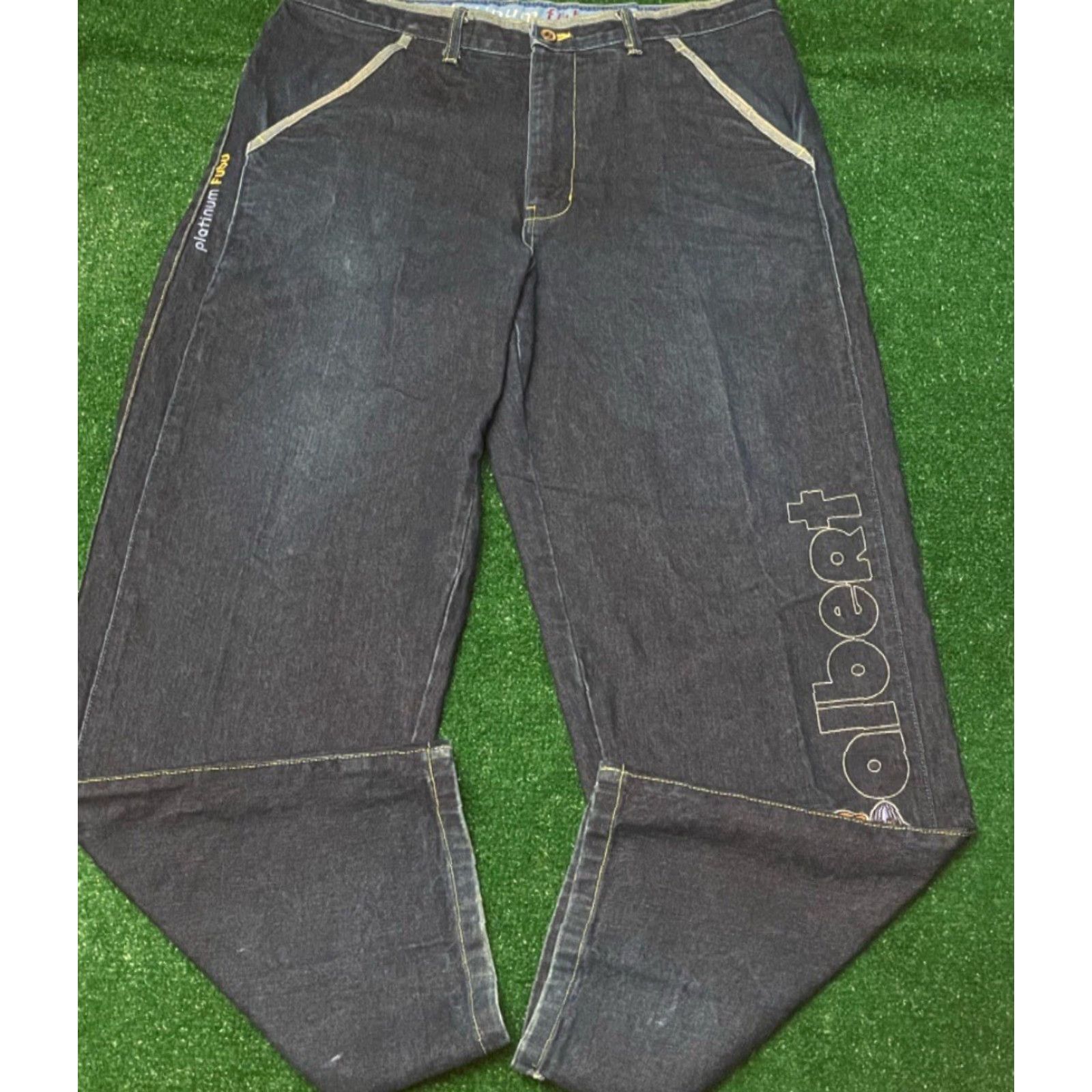 Fubu VINTAGE FUBU Baggy Hip Hop Skater Grunge Jeans VTG Mens Size 34 Fat Albert 34x32 Blue Embroidered Wide-Leg Pockets Mens Size US 34 / EU 50 - 3 Thumbnail