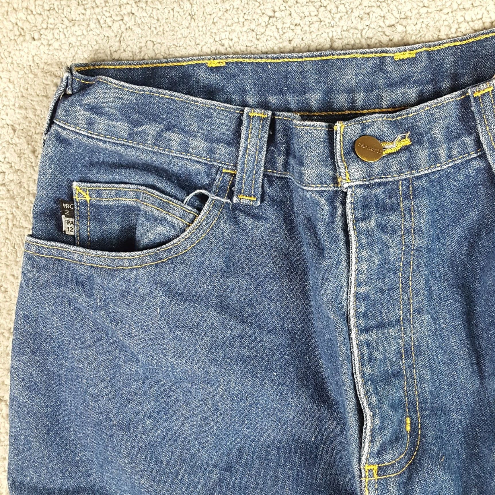 Carhartt VINTAGE Carhartt Flame-Resistant Work Jeans Denim Blue 34x30 Men 34x30 Blue Jeans 90s Workwear 5-Pocket Mens Size US 34 / EU 50 - 4 Thumbnail