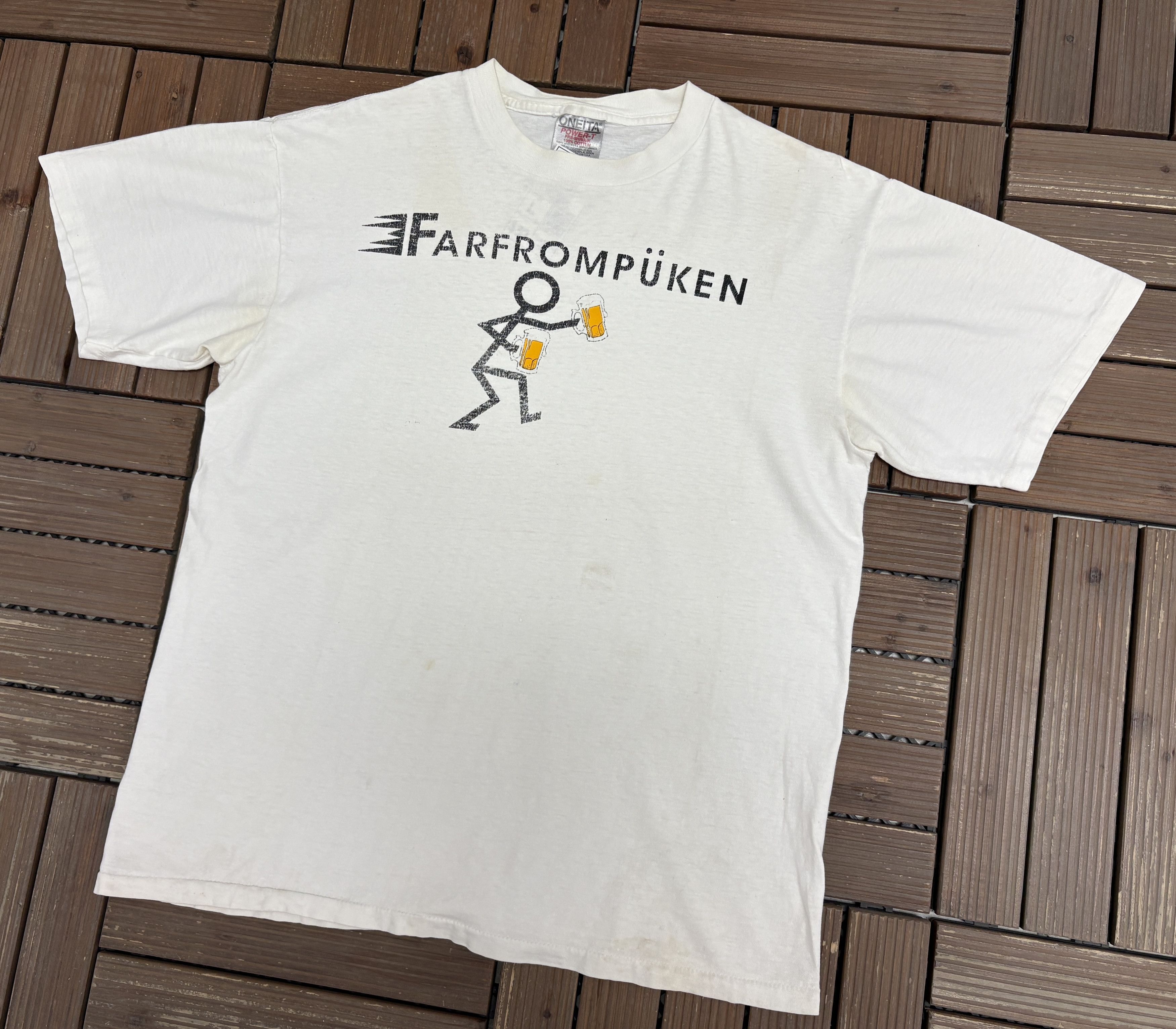 Vintage Farfrompüken Funny Alcohol Vintage White T-Shirt Tee Size US L / EU 52-54 / 3 - 3 Thumbnail