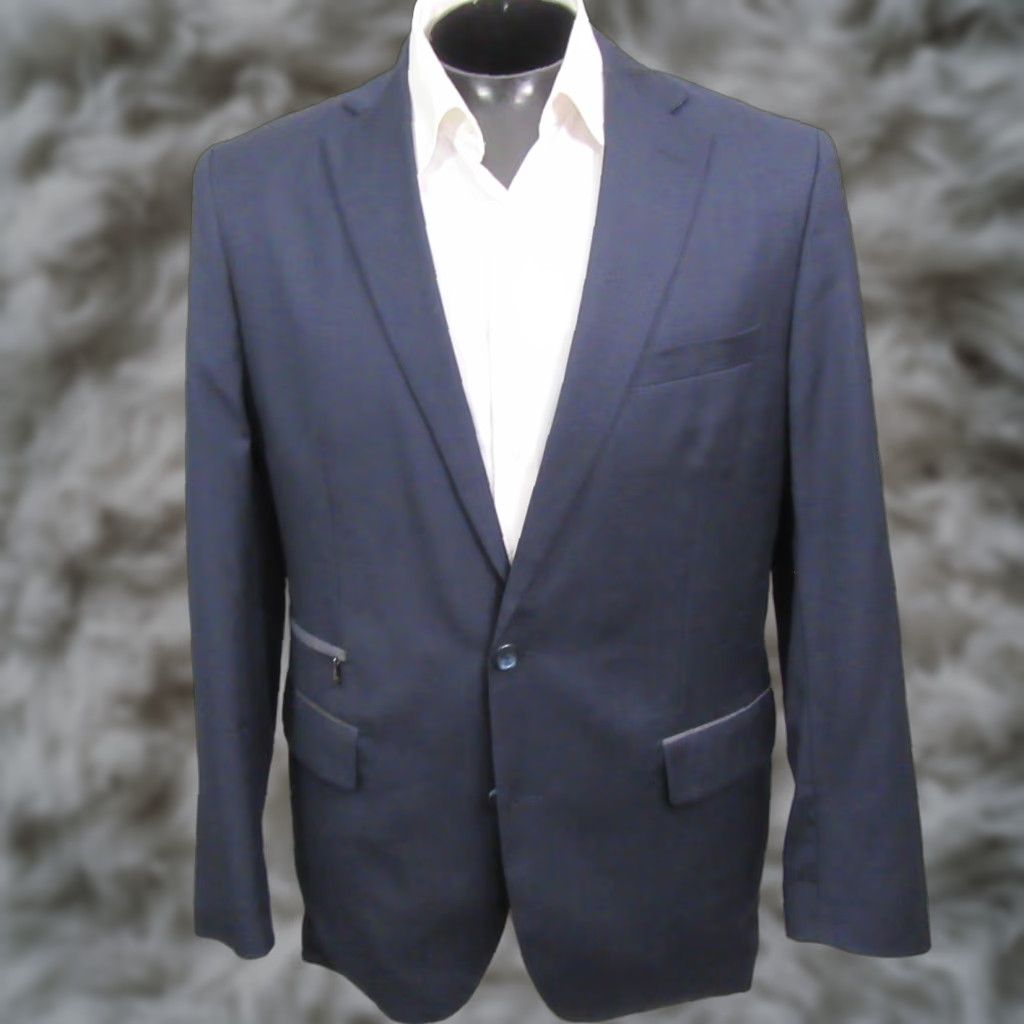 Hart Schaffner Marx Hart Schaffner Marx Mens Sport Coat L Solid Navy Blue Unstructured Size US L / EU 52-54 / 3 - 1 Thumbnail
